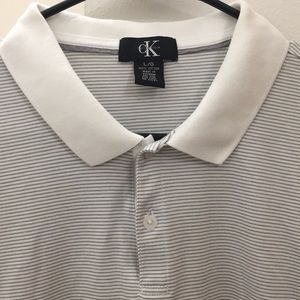 Calvin Klein - White w/ Gray stripes Polo